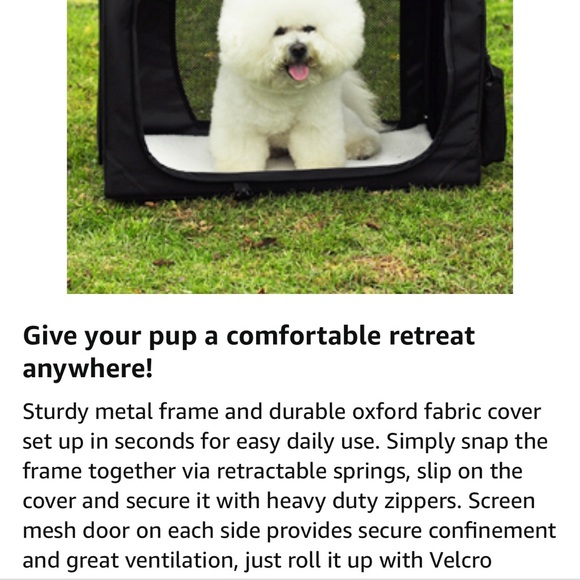 NEW 3Door 24” Indoor/Outdoor Folding Soft Pet Crate - Picture 8 of 16